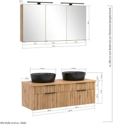 Design Doppel-Waschtisch & Spiegelschrank - Crystoga (zweiteilig)