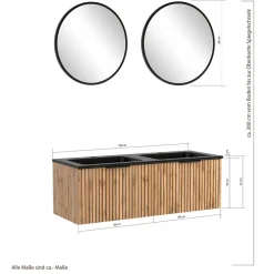 Design Doppelwaschtisch mit Lichtspiegeln - Crystoga (dreiteilig)