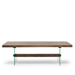 Design Eiche Esstisch mit Glas Gestell - Ventida