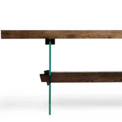 Design Eiche Esstisch mit Glas Gestell - Ventida