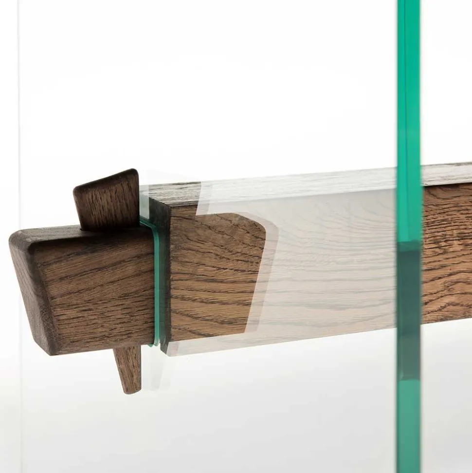 Design Eiche Esstisch mit Glas Gestell - Ventida