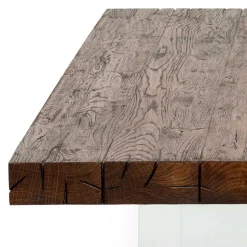 Design Eiche Esstisch mit Glas Gestell - Ventida