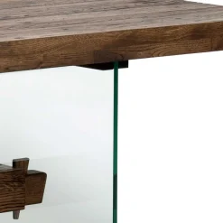 Design Eiche Esstisch mit Glas Gestell - Ventida