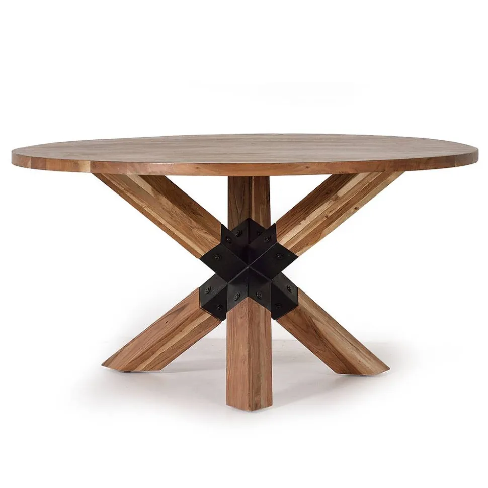 Design Esstisch aus Akazienholz mit Metall - Venezia