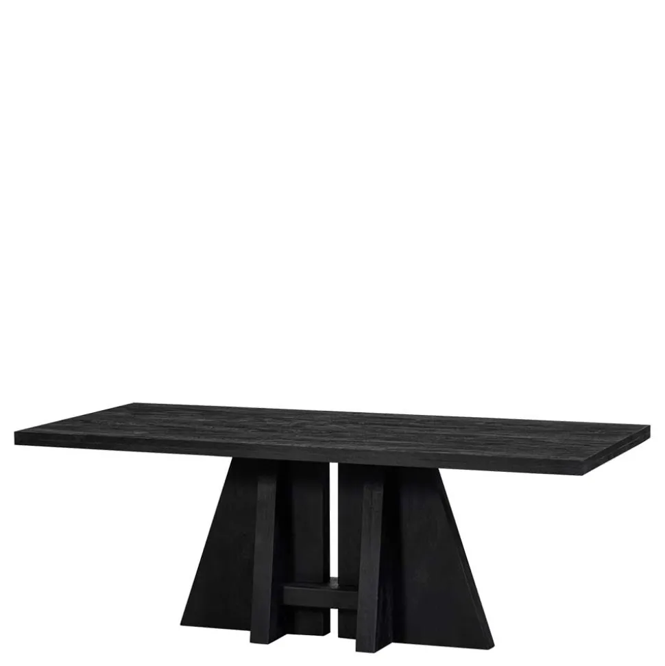 Design Esstisch aus schwarzem Massivholz - Emalika