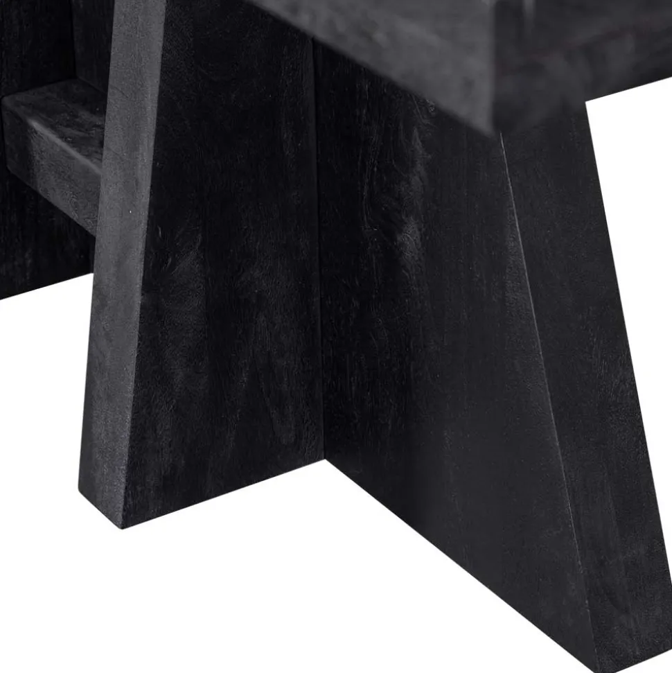 Design Esstisch aus schwarzem Massivholz - Emalika