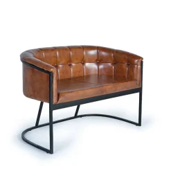 Design Esstischsofa in Cognac Braun Leder - Citrosca