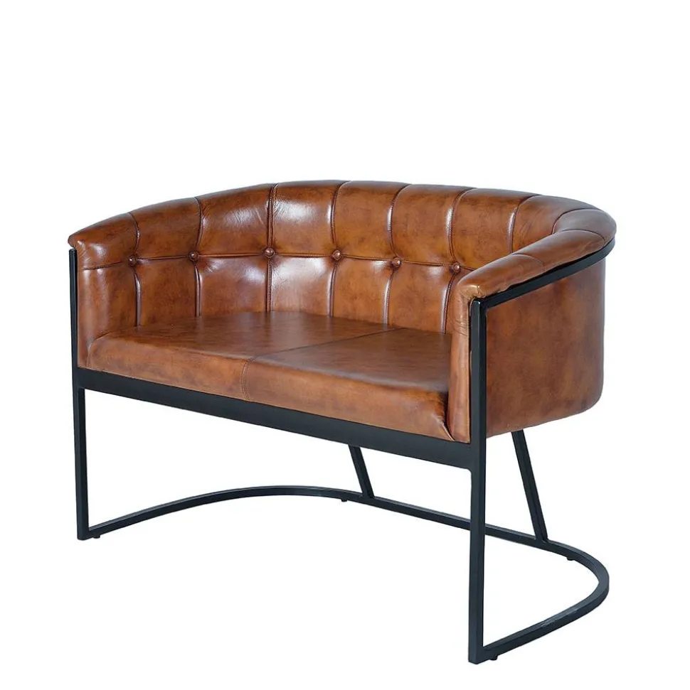 Design Esstischsofa in Cognac Braun Leder - Citrosca