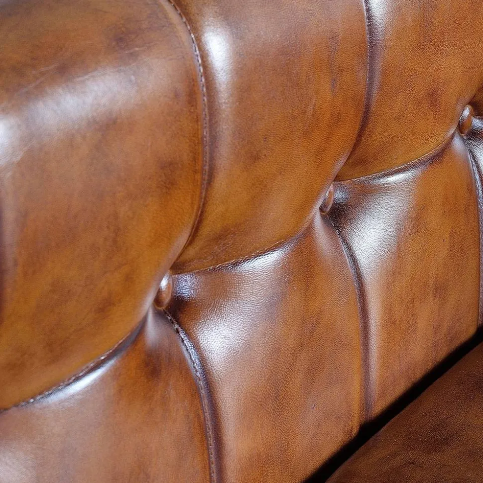 Design Esstischsofa in Cognac Braun Leder - Citrosca