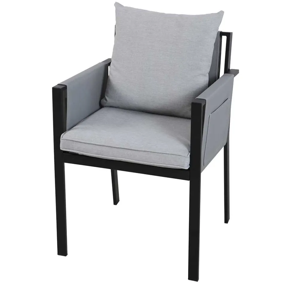 Design Garten-Essgruppe in Grau & Schwarz - Geraldine (siebenteilig)