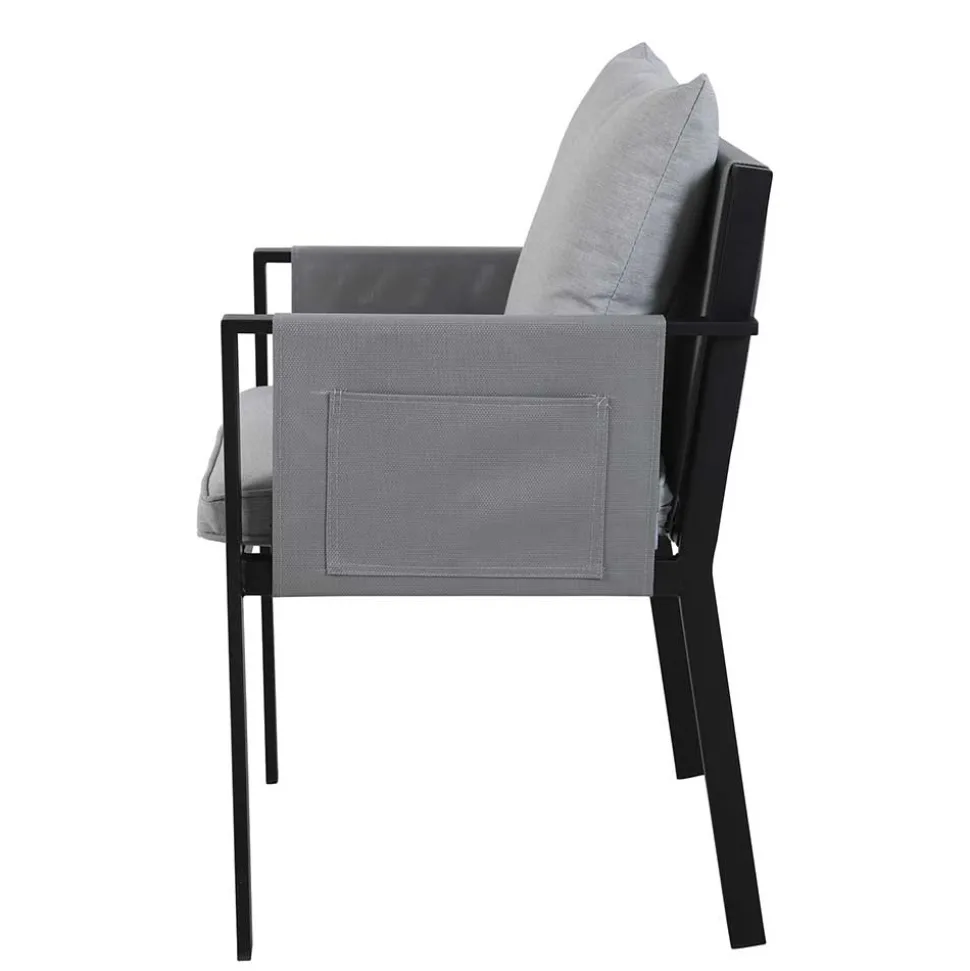 Design Garten-Essgruppe in Grau & Schwarz - Geraldine (siebenteilig)