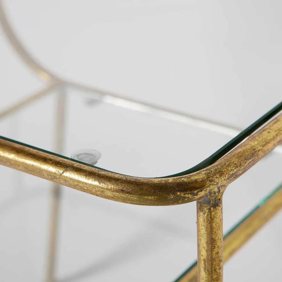 Design Glastisch mit Gestell Messing Cateyna mit 2 Platten