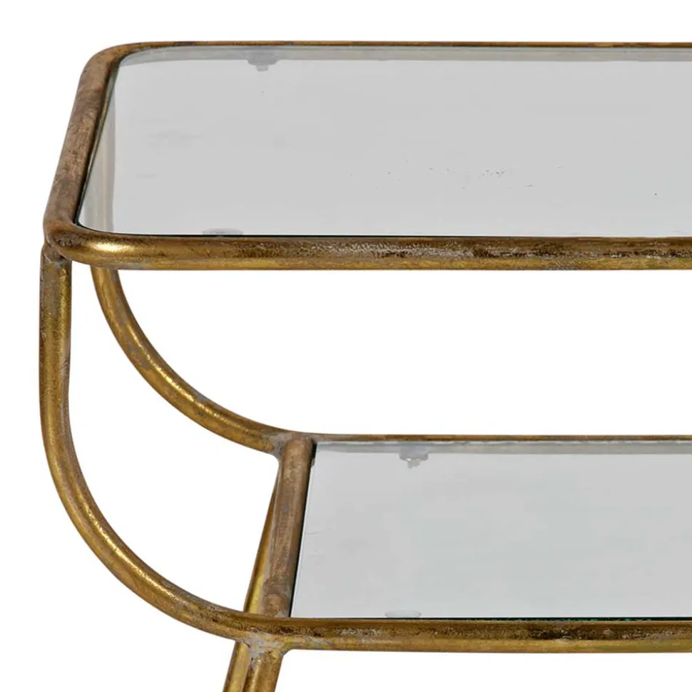 Design Glastisch mit Gestell Messing Cateyna mit 2 Platten