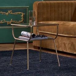 Design Glastisch mit Gestell Messing Cateyna mit 2 Platten