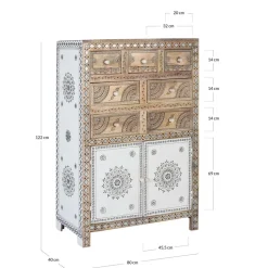 Design Highboard aus Mangoholz reich verziert - Magie