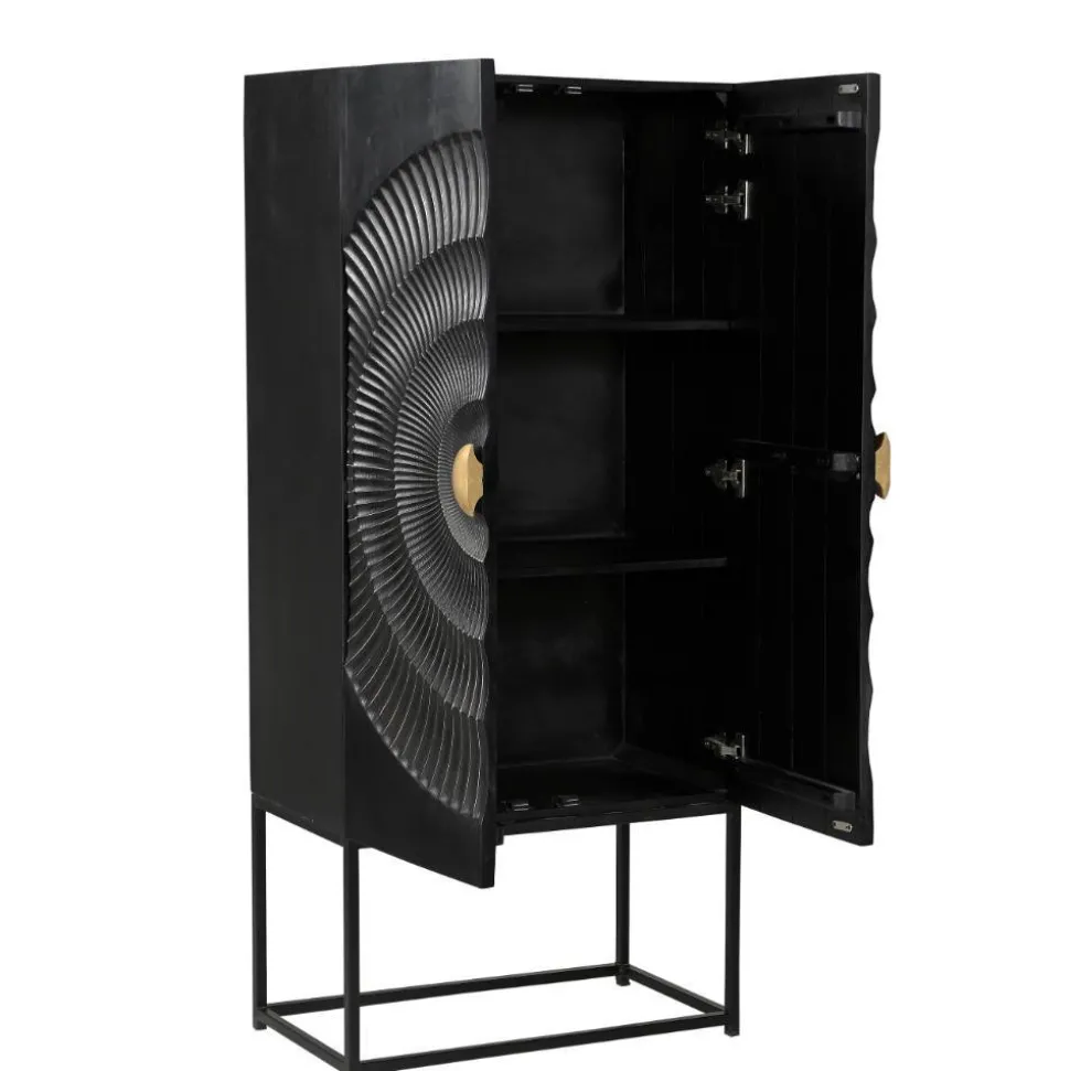 Design Highboard in Schwarz und Gold - Oglio