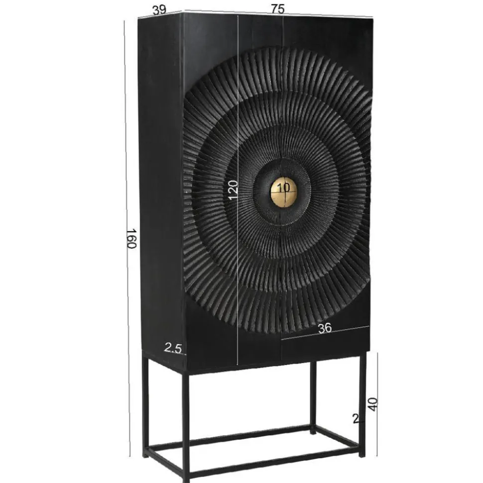 Design Highboard in Schwarz und Gold - Oglio