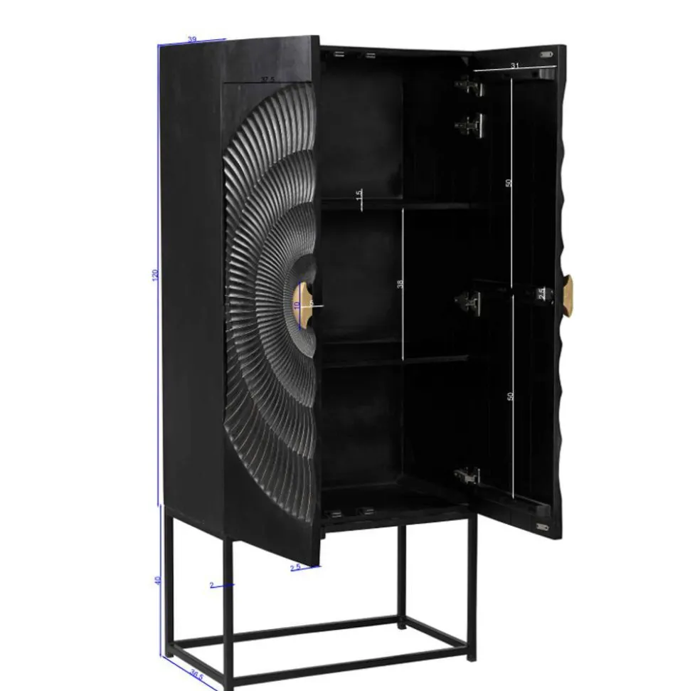 Design Highboard in Schwarz und Gold - Oglio