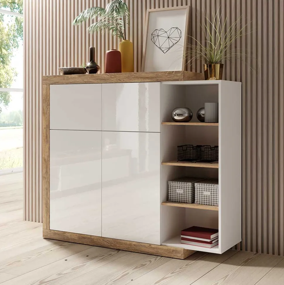 Design Highboard mit 2 Klappen & 2 Türen - Milvara