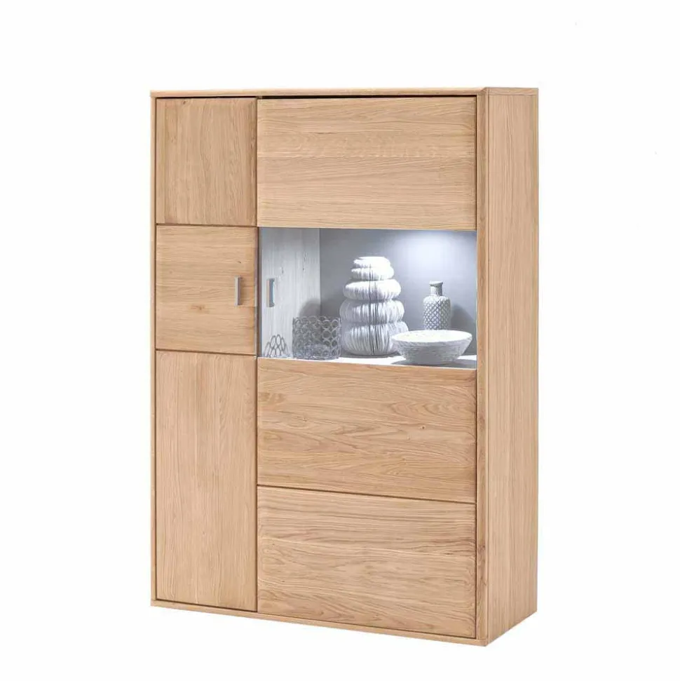 Design Highboard Vernella aus Eiche Bianco