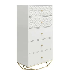 Design Hochkommode in Weiß & Gold - Fiolpedo