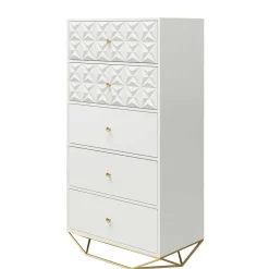 Design Hochkommode in Weiß & Gold - Fiolpedo