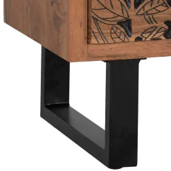 Design Holz Nachtkommode mit Schnitzerei und Lack - Marcel