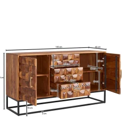 Design Holz Sideboard mit Bügelgestell - Rusty