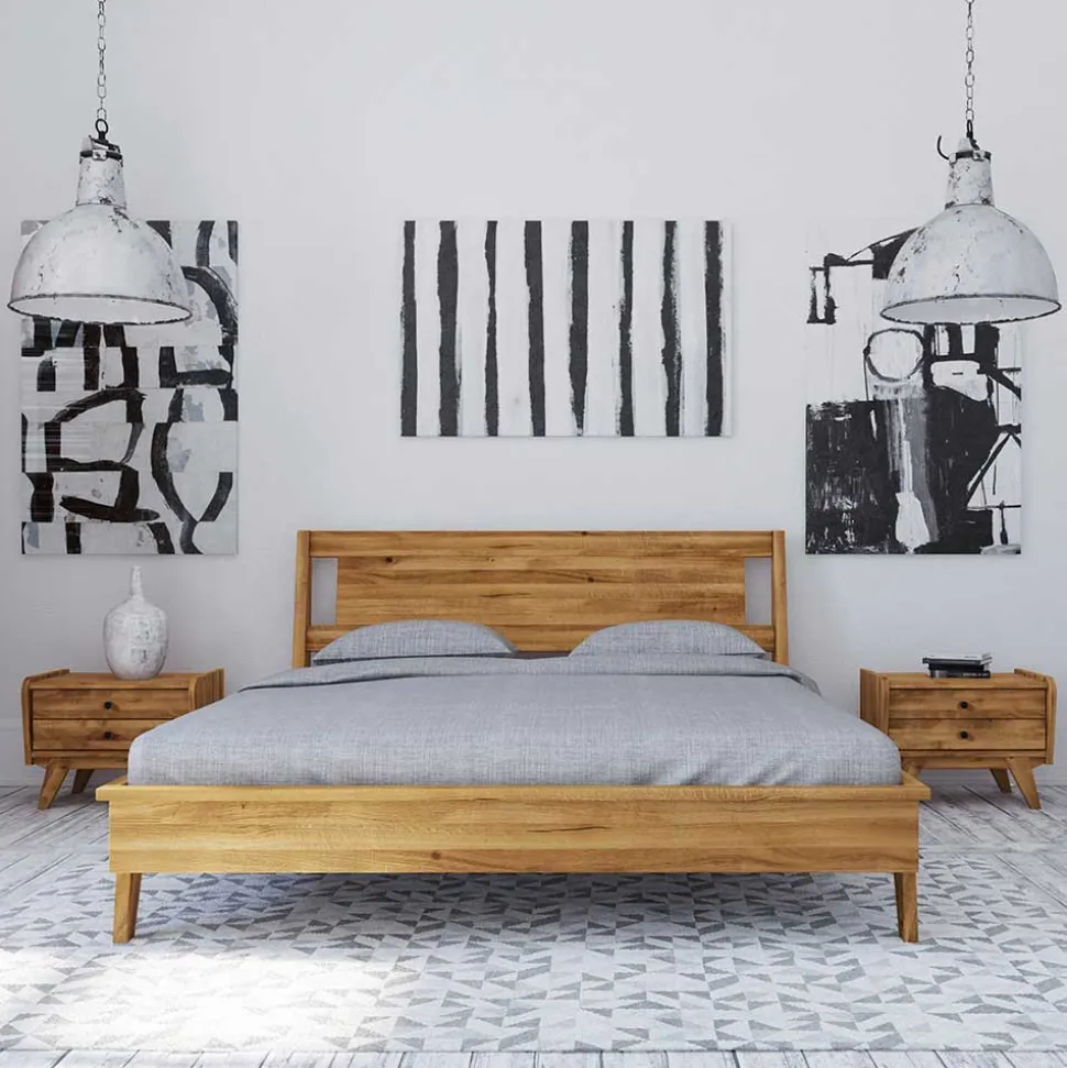 Design Holzbett aus Wildeiche - Hardus (dreiteilig)