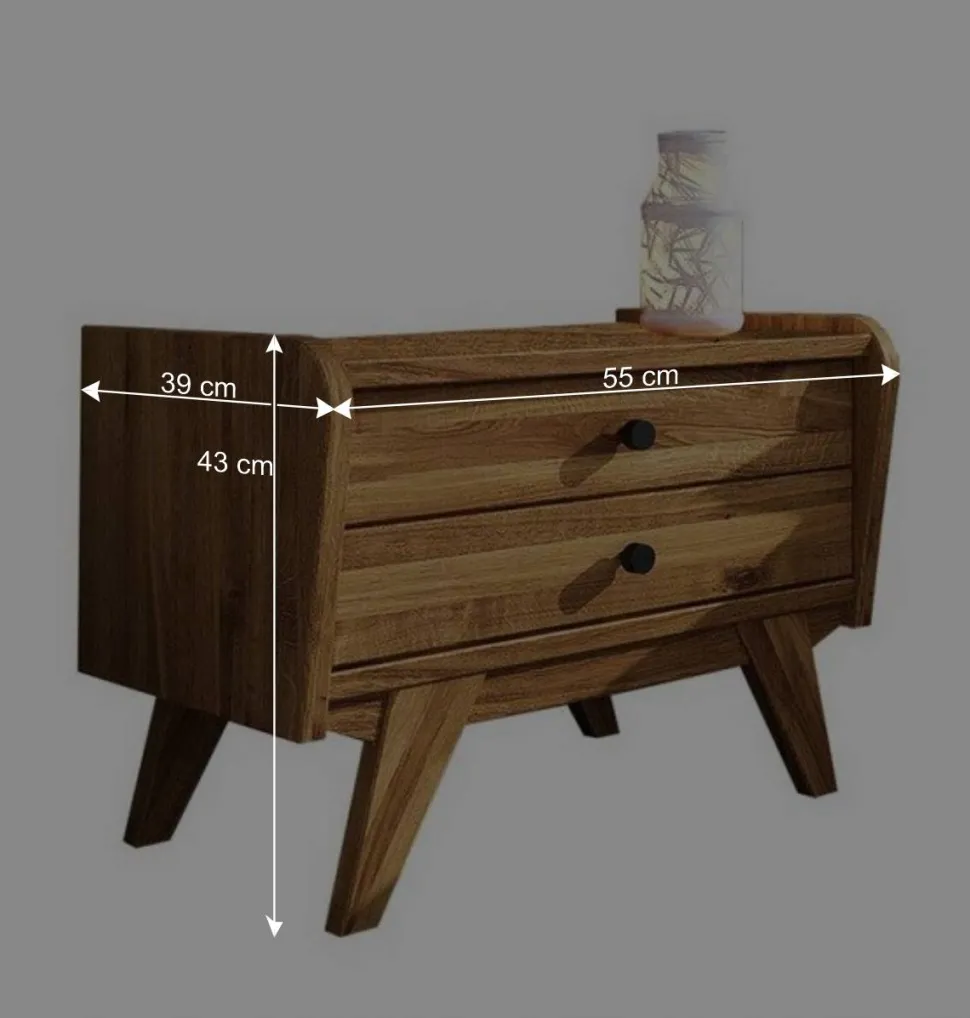 Design Holzbett aus Wildeiche - Hardus (dreiteilig)