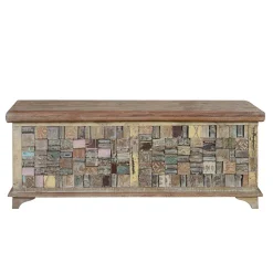 Design Holztruhe mit flachem Deckel - Gregoriana