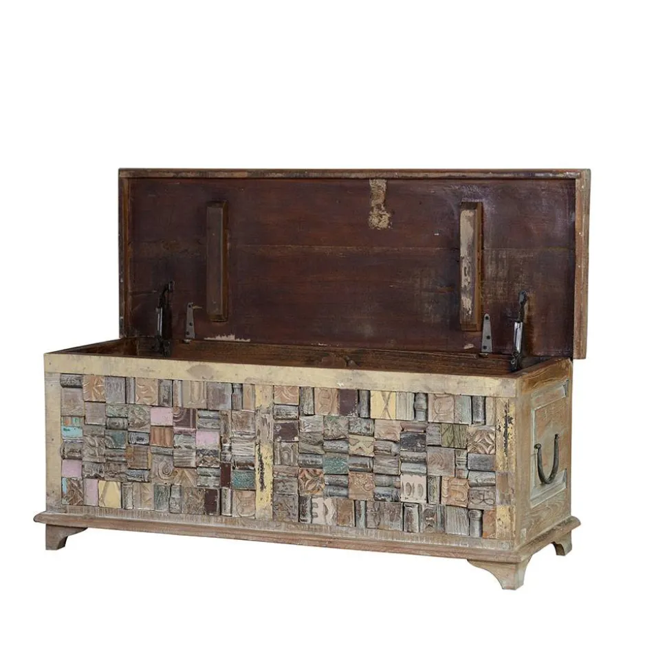 Design Holztruhe mit flachem Deckel - Gregoriana