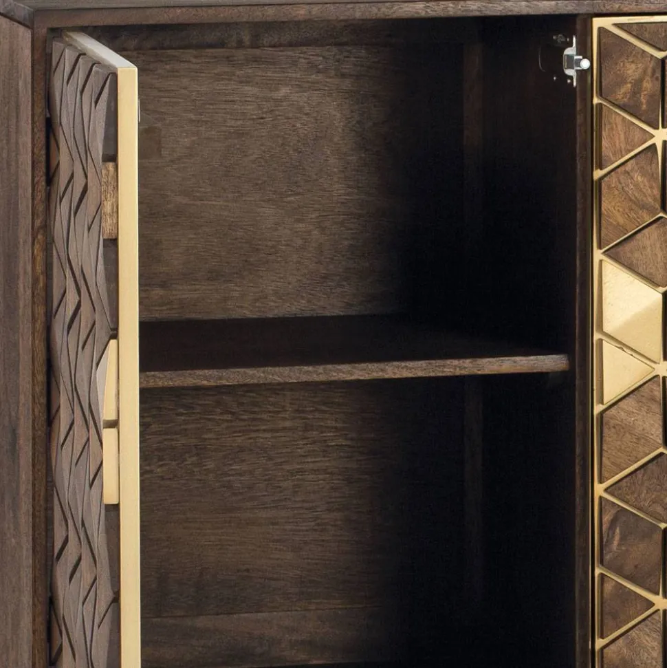 Design Kombi-Kommode in Walnuss Braun und Gold - Feregato