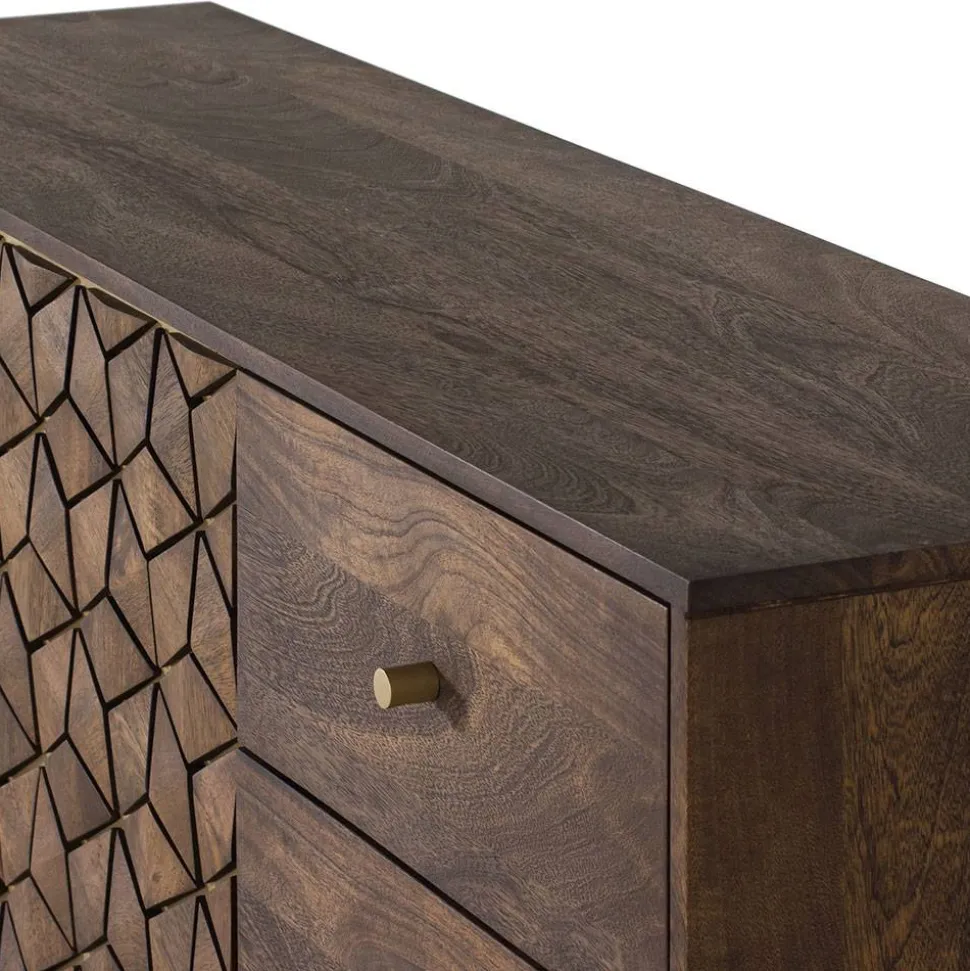 Design Kombi-Kommode in Walnuss Braun und Gold - Feregato