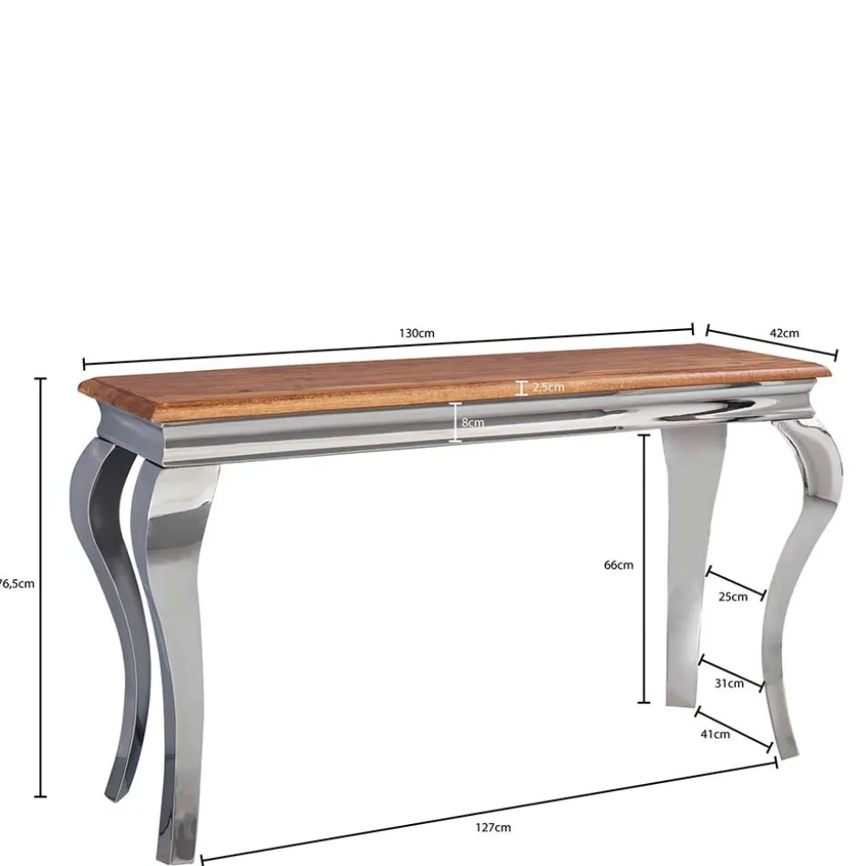 Design Konsolentisch mit glänzendem Metallgestell - Jaglyn