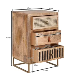 Design Nachtkommode aus Holz & Rattan - Kanados
