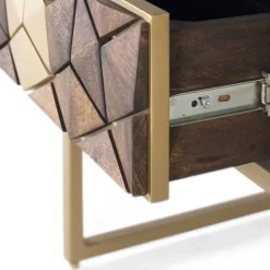 Design Nachtkommode in Walnuss Braun und Gold - Feregato