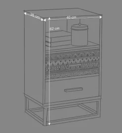 Design Nachtkommode mit 62 cm Höhe - Drondo