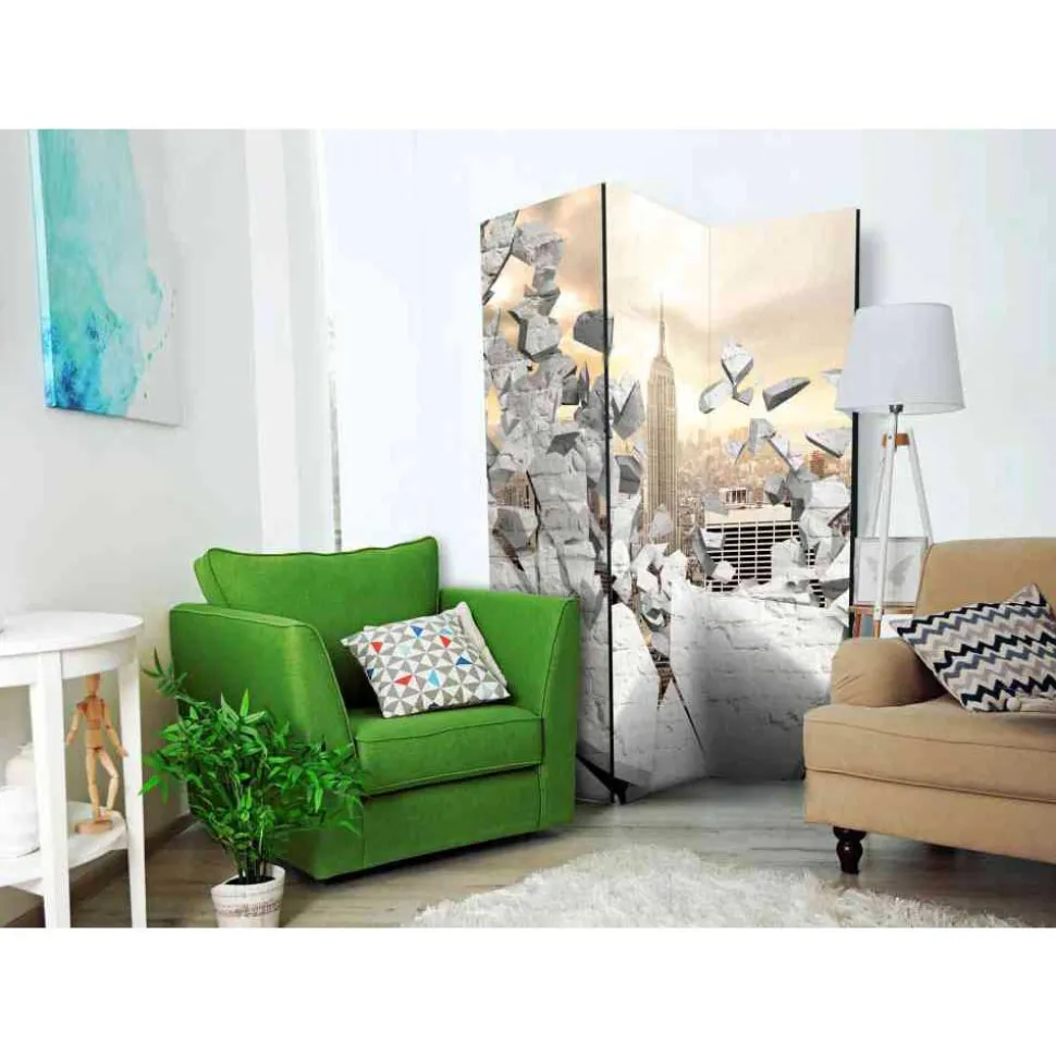 Design Paravent Broken Wall & City - Wooden