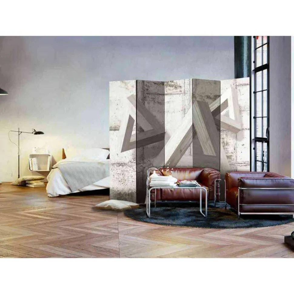 Design Paravent Raumteiler in Grau - Reminon