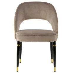 Design Polsterstühle in Taupe Samt - Vannah (2er Set)