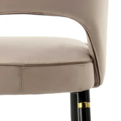 Design Polsterstühle in Taupe Samt - Vannah (2er Set)