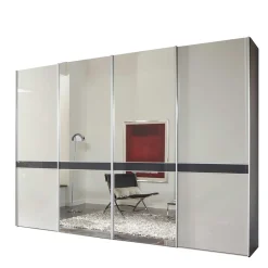 Design Schrank mit Spiegel & Glas Front Hellgrau - Capolyna