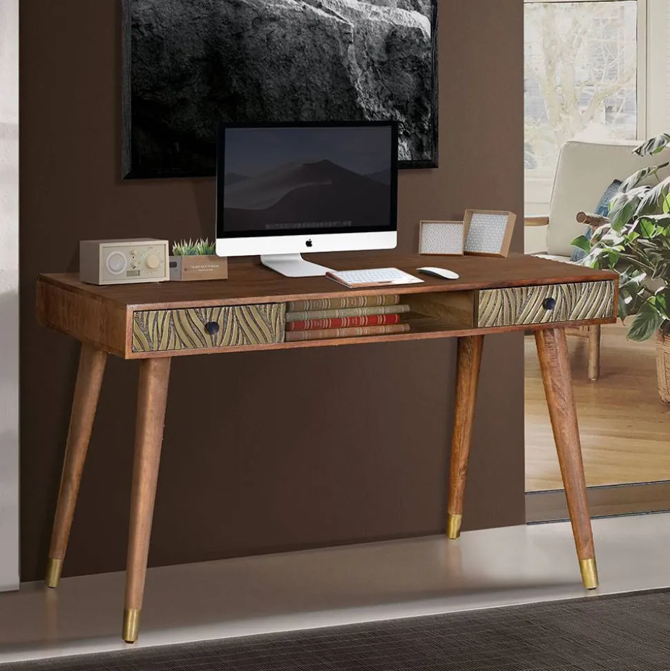 Design Schreibtisch aus Mangoholz und Metall - Filurina