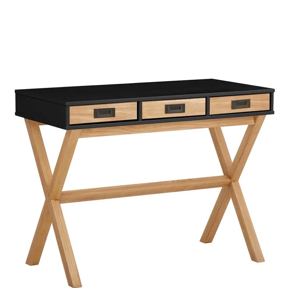 Design Schreibtisch in Schwarz und Kiefer Natur - Adios