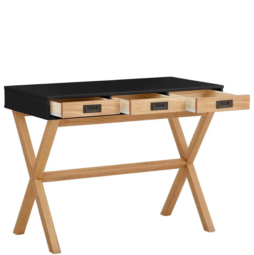 Design Schreibtisch in Schwarz und Kiefer Natur - Adios