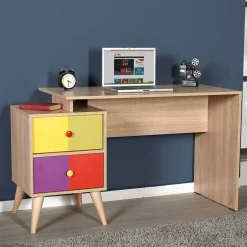 Design Schreibtisch in Sonoma-Eiche & Bunt - Reddnas