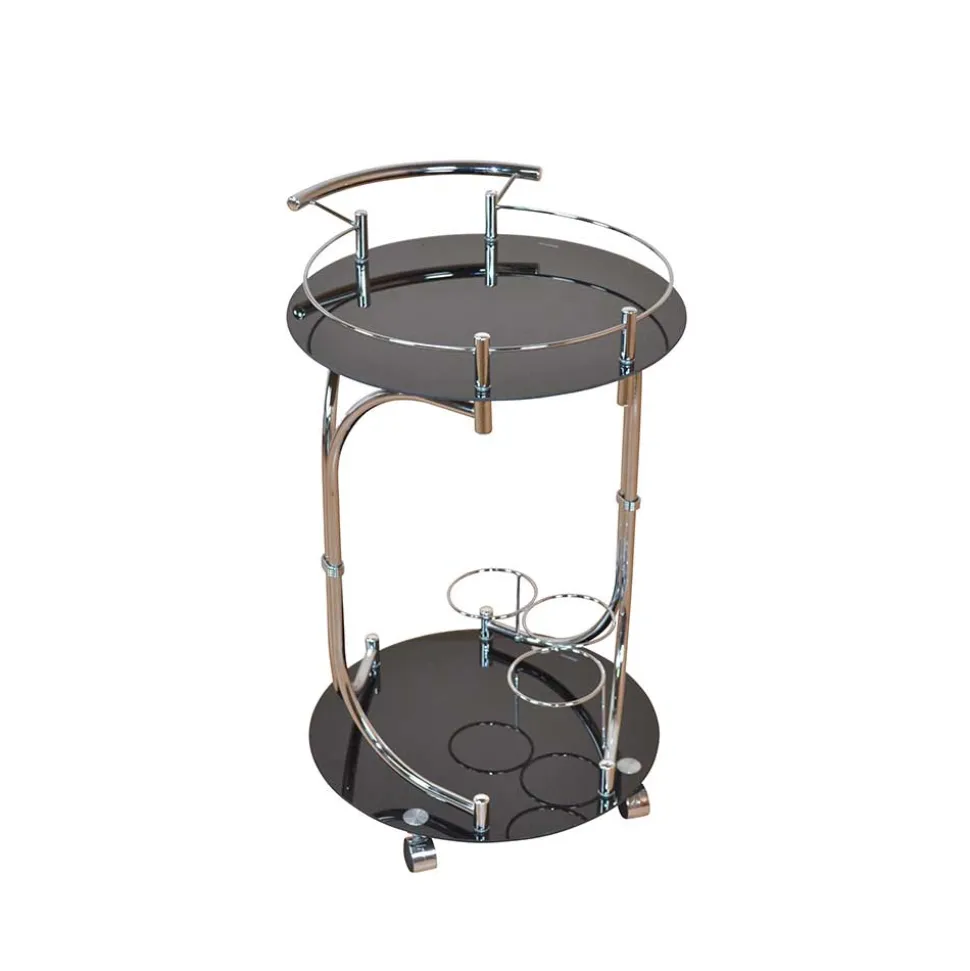 Design Servierwagen Basilico in Schwarz Chrom