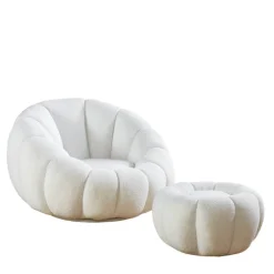 Design Sessel mit Hocker Set - Zyrano (zweiteilig)