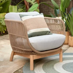 Design Sessel Set aus Geflecht Kordel Beige - Kiranzo (2er Set)